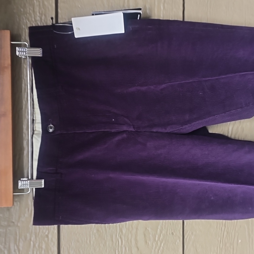 Ralph Lauren Made in Italy Plum Corduroy Tailored Dress Pants  30x27 Cropped - Picture 2 of 14